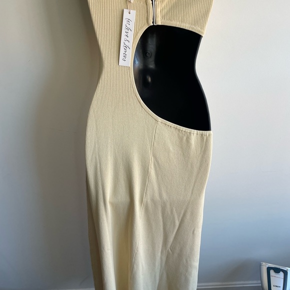 NWT For Love & Lemons||Keisha Maxi Dress in Tan, Size Large - Picture 9 of 13